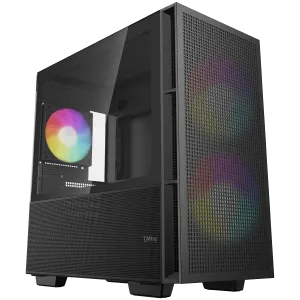 DeepCool CH360 DIGITAL, Mini Tower, Mini-ITX/Micro-ATX, 1x USB3.0, 1x Audio, 1x Type-C, Pre-Installed 2x140mm ARGB Fans + 1x120 ARGB Fan, Tempered Glass, Mesh Panel, GPU Support Arm, R-CH360-BKAPE3D-G-1