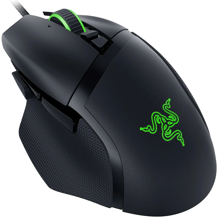 Razer Basilisk V3, 2nd-gen Razer Optical Mouse Switch rated for 70 million clicks, Optical Sensor - 26,000 DPI, 4-way Razer HyperScroll tilt wheel, Electronically actuated notched and free-spinning modes, Razer Speedflex Cable, Razer Chroma RGB