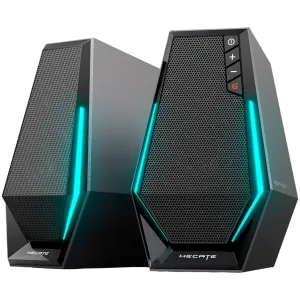 Edifier G1500 2.0 Audio System, BT V5.3, USB, AUX, 2.5-inch Drivers, RGB Lighting, 5W (RMS), Black