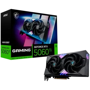 MSI Video Card NVIDIA GeForce RTX 5060 Ti 16G GAMING OC, 16GB GDDR7, 128-bit, 2662 MHz Boost, 4608 CUDA Cores, PCIe 5.0 (x8), 3x DP 2.1b, HDMI 2.1b, RAY TRACING, Dual Fan, 180W TDP, 16-pin PCIe 5.0 (12V-2x6), RGB Lighting, G-SYNC, 2.5-Slot, 3Y