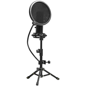 LORGAR Voicer 721, Gaming Microphone, Black, USB condenser microphone with tripod stand, pop filter, including 1 microphone, 1 Height metal tripod, 1 plastic shock mount, 1 windscreen cap, 1,2m metel type-C USB cable, 1 pop filter, 154.6x56.1mm