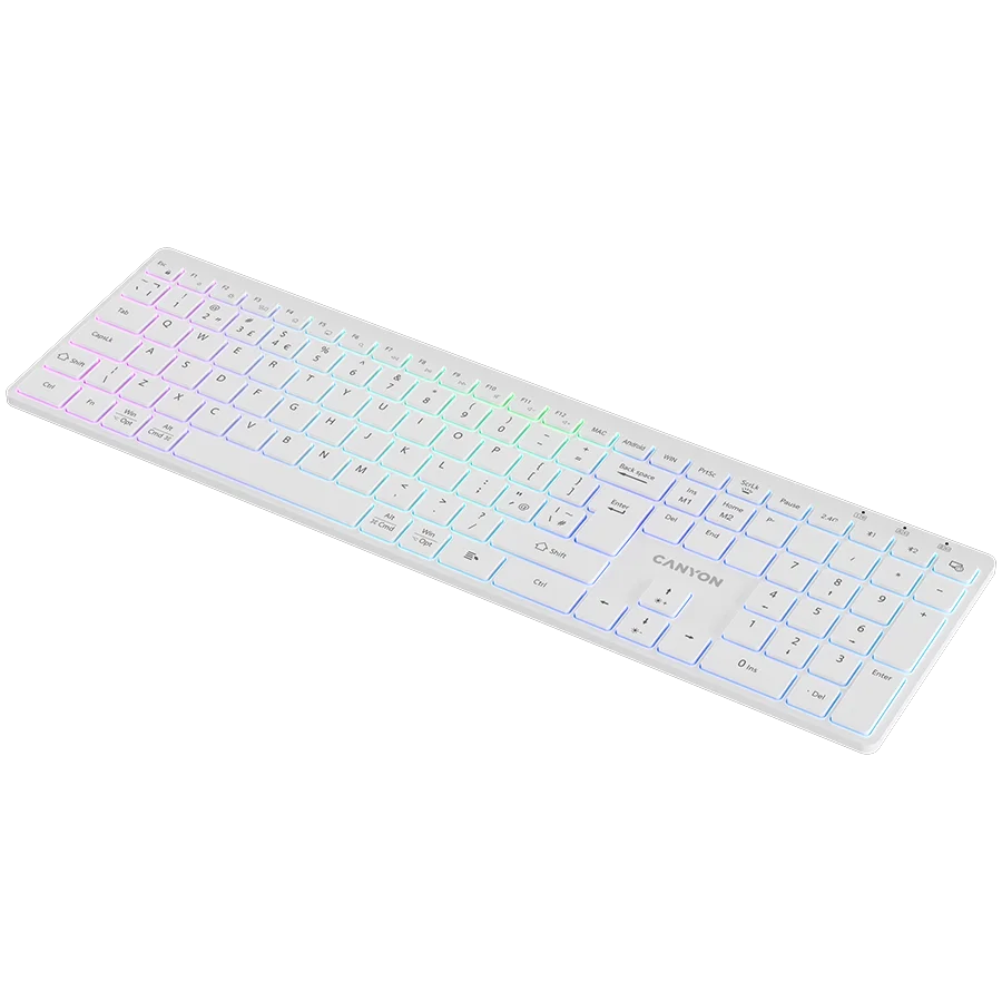 CANYON keyboard HKB-W11 UK/US RGB Dual Mode Wireless White CANYON keyboard HKB-W11 UK/US RGB Dual Mode Wireless White