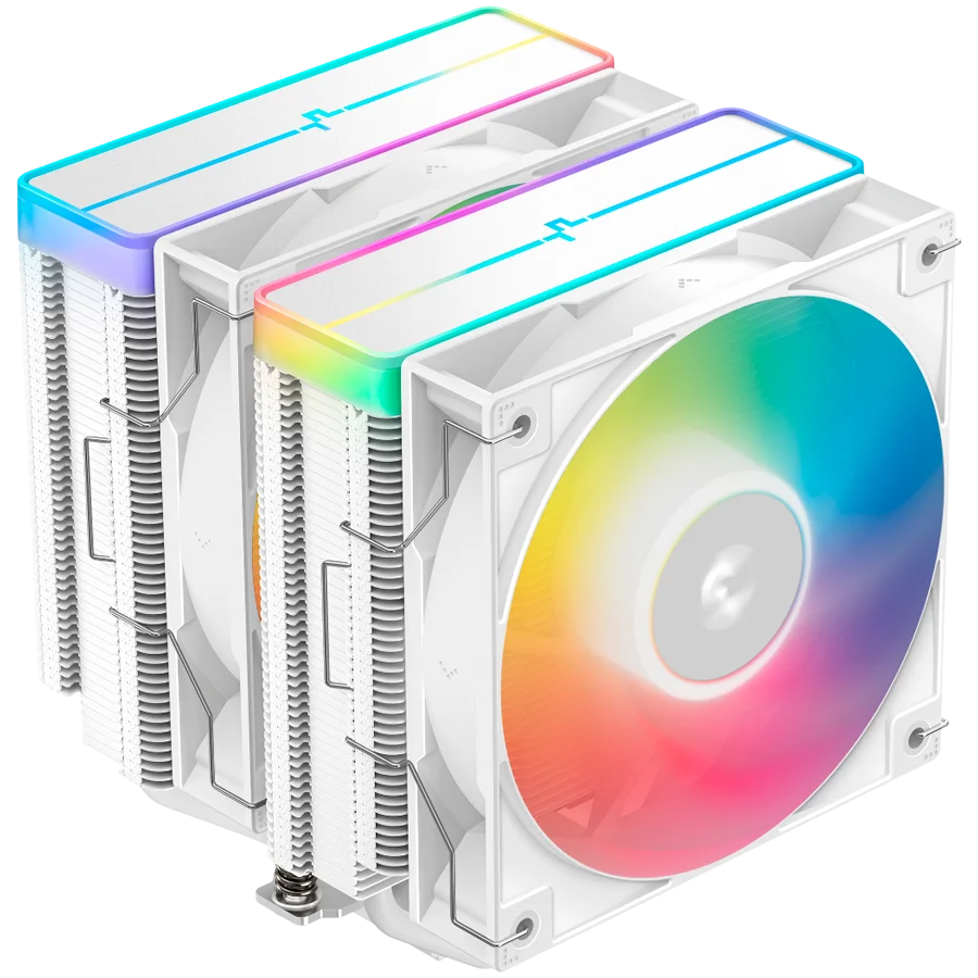 DeepCool AG620 WH ARGB V2, CPU Air Cooler, 2x120mm ARGB PWM Fan, Core Touch Technology 2.0, 6 Heatpipes, White, LGA1851/1700/1200/115x, AMD AM5/AM4, 129x136x161 mm(LxWxH), 2Y, R-AG620-WHAMMN-GJD