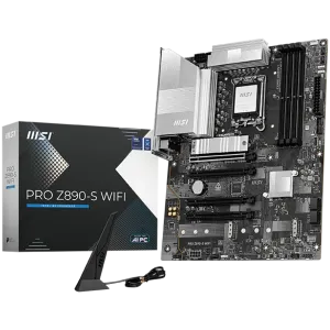 MSI PRO Z890-S WIFI, LGA 1851, Dual Channel DDR5 up to 8600(OC)MHz, 4x PCIe x16 slots, 3x M.2 slot, 4xUSB 2.0, 6xUSB 5Gbps A, 1xUSB 20Gbps C,1x HDMI, 1x Type-C DP,1x DP, 2.5GbpsLAN, 7.1 Audio, 3y warranty