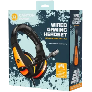 CANYON Star Raider GH-1A, Gaming headset 3.5mm jack with adjustable microphone and volume control, with 2in1 3.5mm adapter, cable 2M, Black, 0.23kg CANYON Star Raider GH-1A, Gaming headset 3.5mm jack with adjustable microphone and volume control, with 2in1 3.5mm adapter, cable 2M, Black, 0.23kg