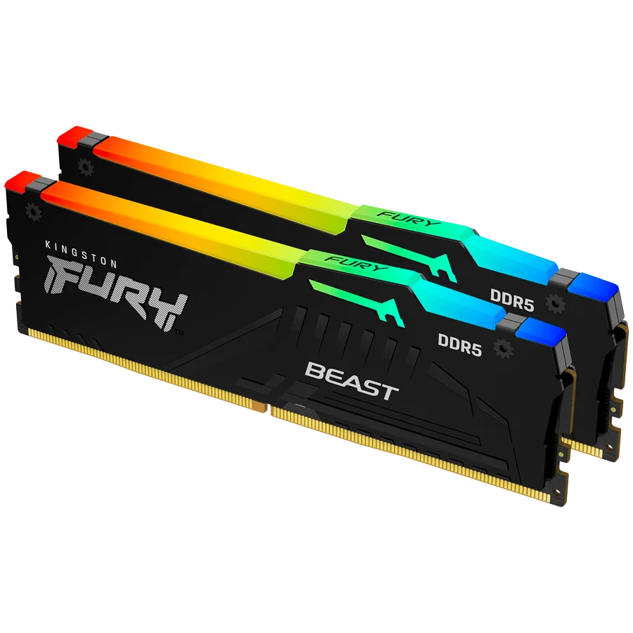 Kingston 64GB 5600MT/s DDR5 CL36 DIMM (Kit of 2) FURY Beast RGB