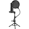 LORGAR Voicer 721, Gaming Microphone, Black, USB condenser microphone with tripod stand, pop filter, including 1 microphone, 1 Height metal tripod, 1 plastic shock mount, 1 windscreen cap, 1,2m metel type-C USB cable, 1 pop filter, 154.6x56.1mm