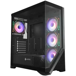 Chassis FC-AR17A-ARGB, 7 slots, 1 x Type C, 2 X USB 3.0, 4 x ARGB, remote, Without PSU, Black