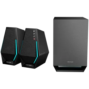 Edifier G1500 MAX 2.1 Audio System, BT V5.3, USB, AUX, 2.5-inch Drivers, 4-inch Subwoofer, RGB Lighting, 30W (RMS), Black