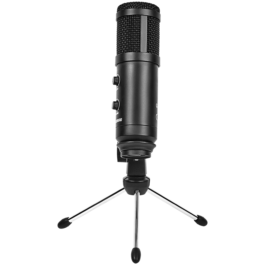 LORGAR Soner 313, Gaming Microphones, Black, USB condenser microphone with Volume Knob & Echo Kob, including 1x Microphone, 1 x 2.5M USB Cable, 1 x Tripod Stand, 1 x User Manual, body size: Φ47.4*158.2*48.1mm, weight: 243.0g