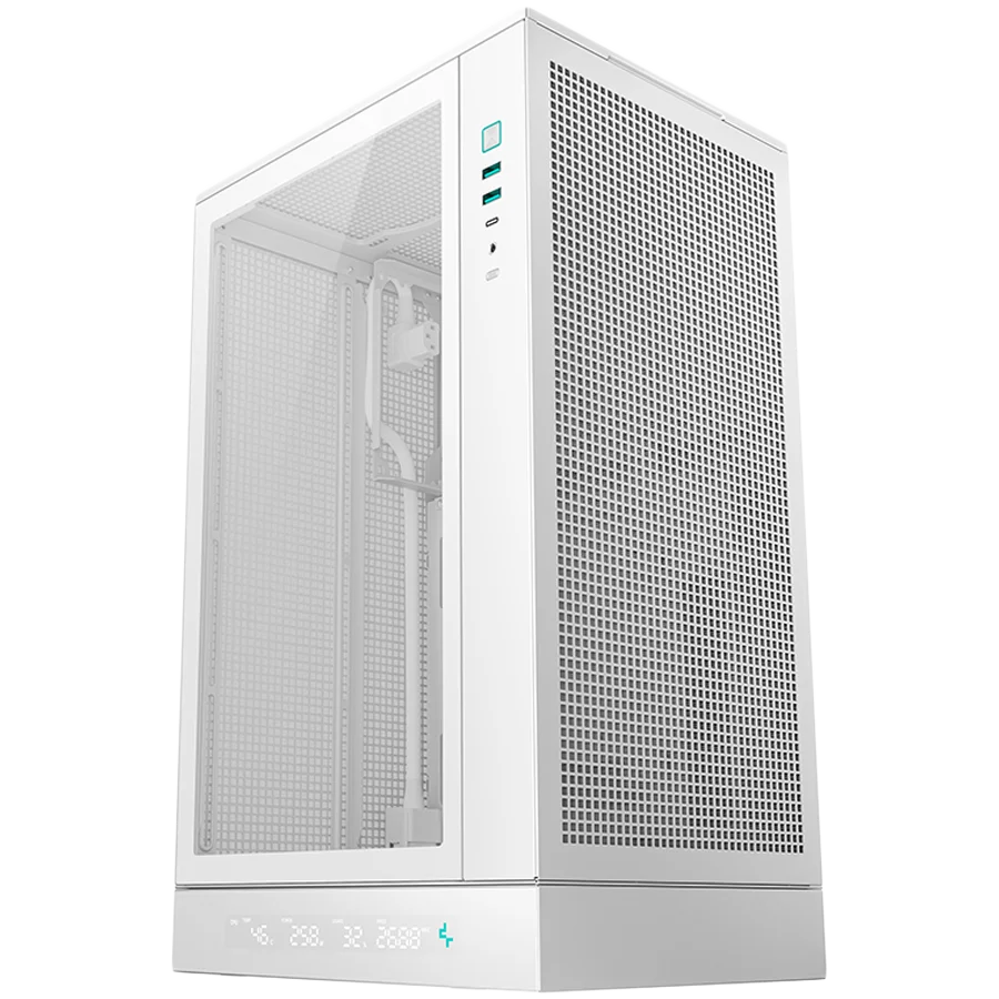 DeepCool CH270 DIGITAL WH, Mini Tower, Mini-ITX/Micro-ATX, 2xUSB3.0, 1xType-C Gen 2, 1xAudio/Mic, Mesh Panel, White, R-CH270-WHNDM0-G-1, 2Y