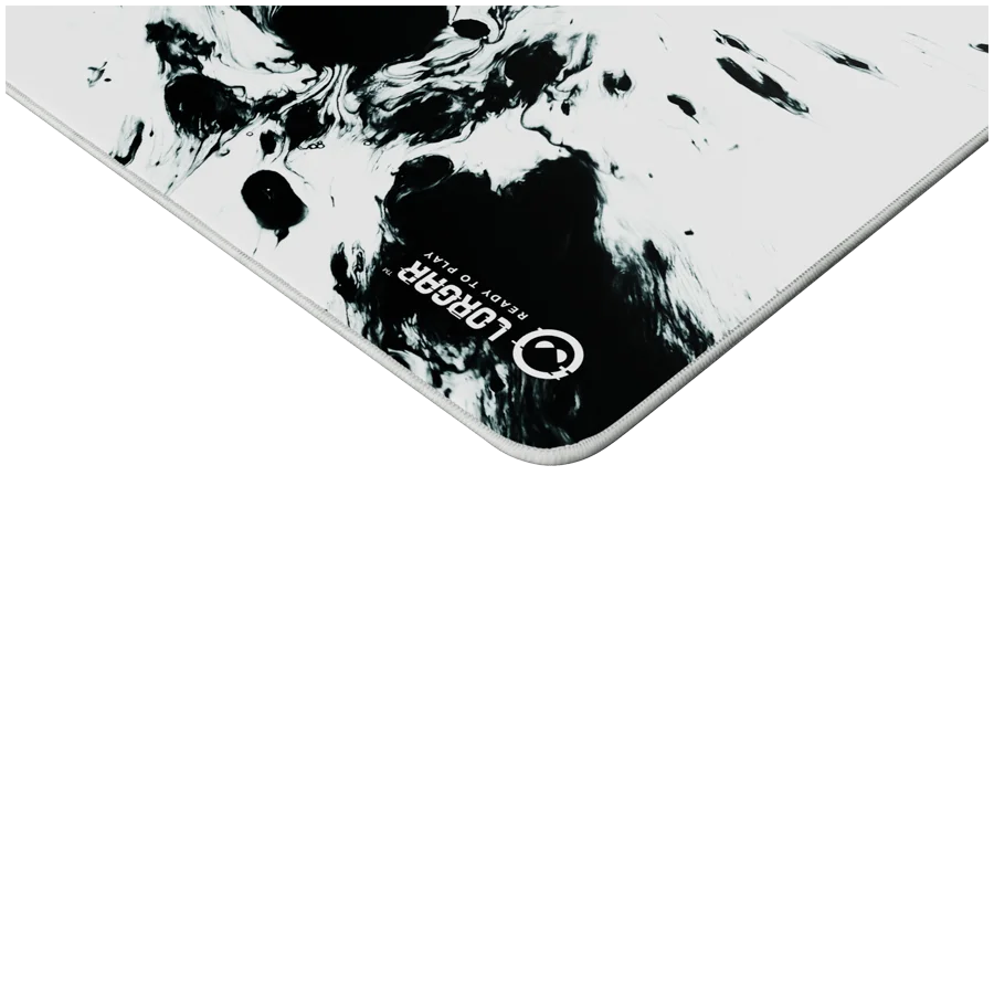 Full print white and black design, Bottom is black rubber with embossed LORGAR logo, with double side edge stitching