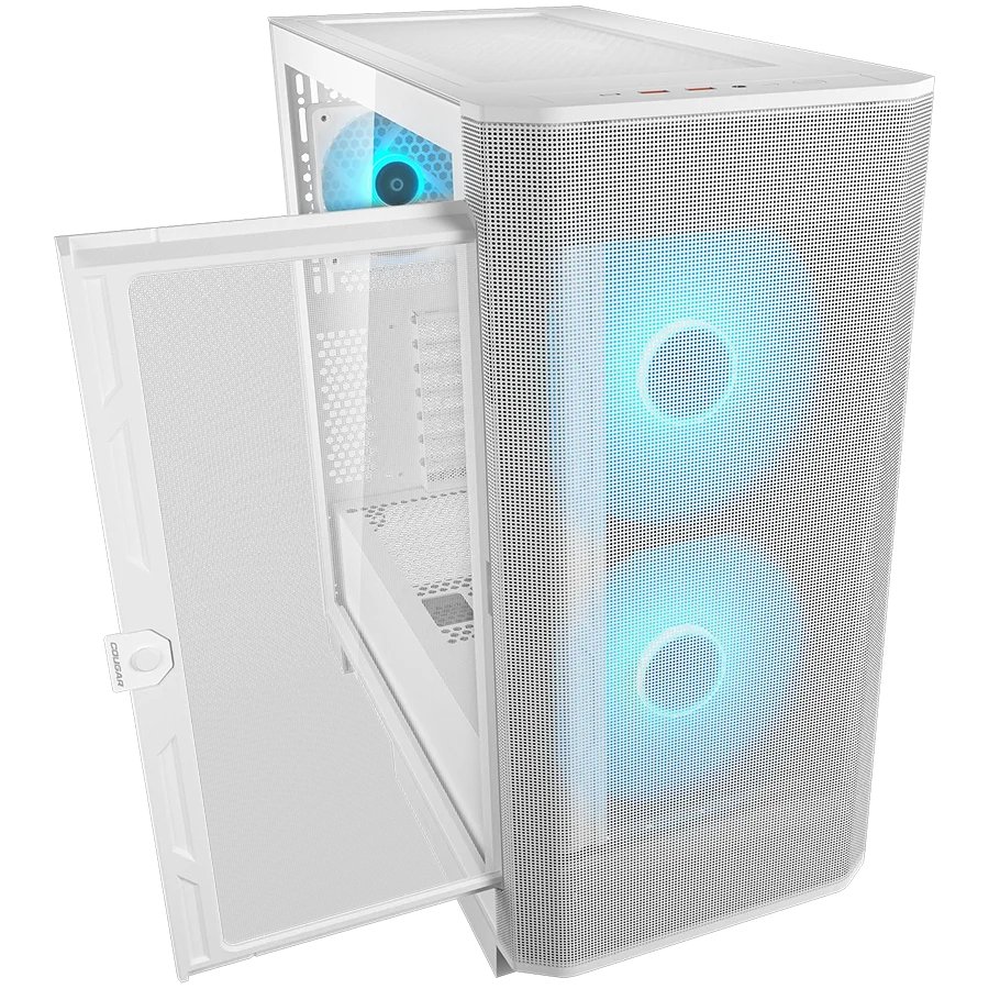 COUGAR AIRFACE FLO RGB PC Case, Mid Tower, White