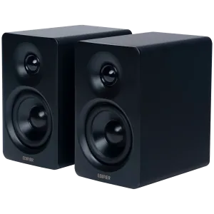 Edifier M60 Bookshelf Speakers, Bluetooth V5.3 (Hi-Res & Hi-Res Wireless), USB-C and 3.5 mm AUX inputs, 1-inch silk-dome tweeters  3-inch long-throw aluminum diaphragm mid-low drivers, 66 W (RMS), touch panel controls, Black
