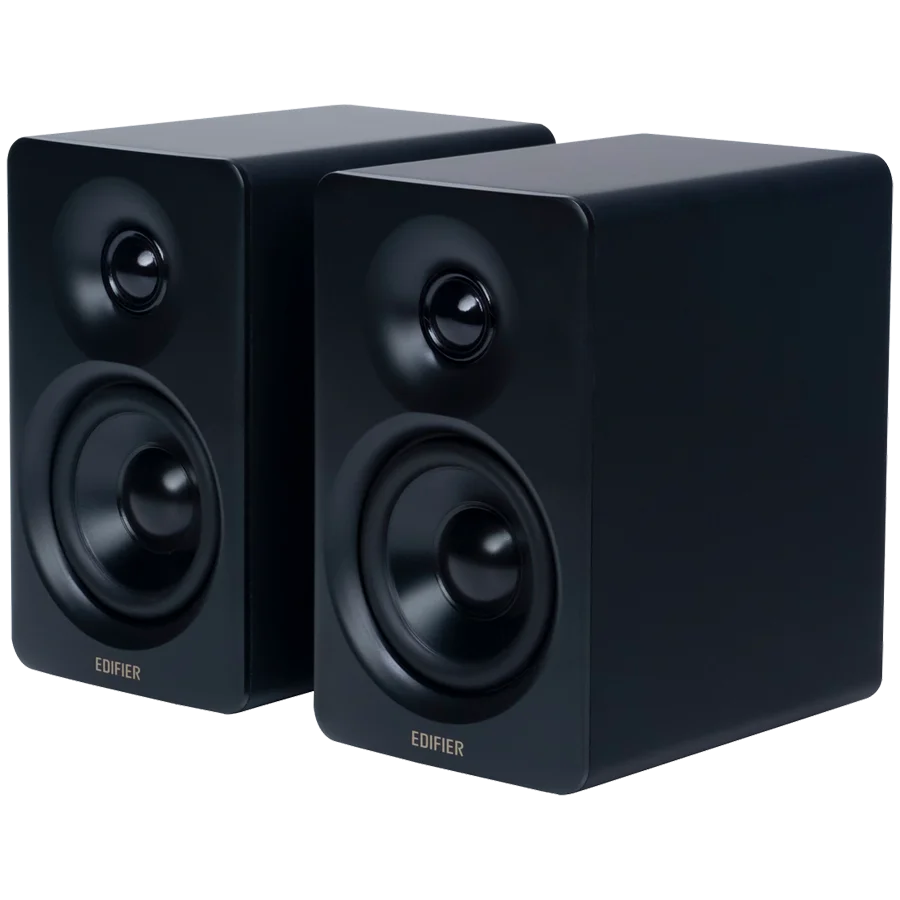 Edifier M60 Bookshelf Speakers, Bluetooth V5.3 (Hi-Res & Hi-Res Wireless), USB-C and 3.5 mm AUX inputs, 1-inch silk-dome tweeters  3-inch long-throw aluminum diaphragm mid-low drivers, 66 W (RMS), touch panel controls, Black
