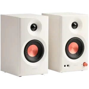 Edifier MR3 Active Studio Monitors, BT V5.4, RCA, AUX, 1-inch Tweeters, 3.5-inch Drivers, 36W (RMS), Tone Control Dials, White