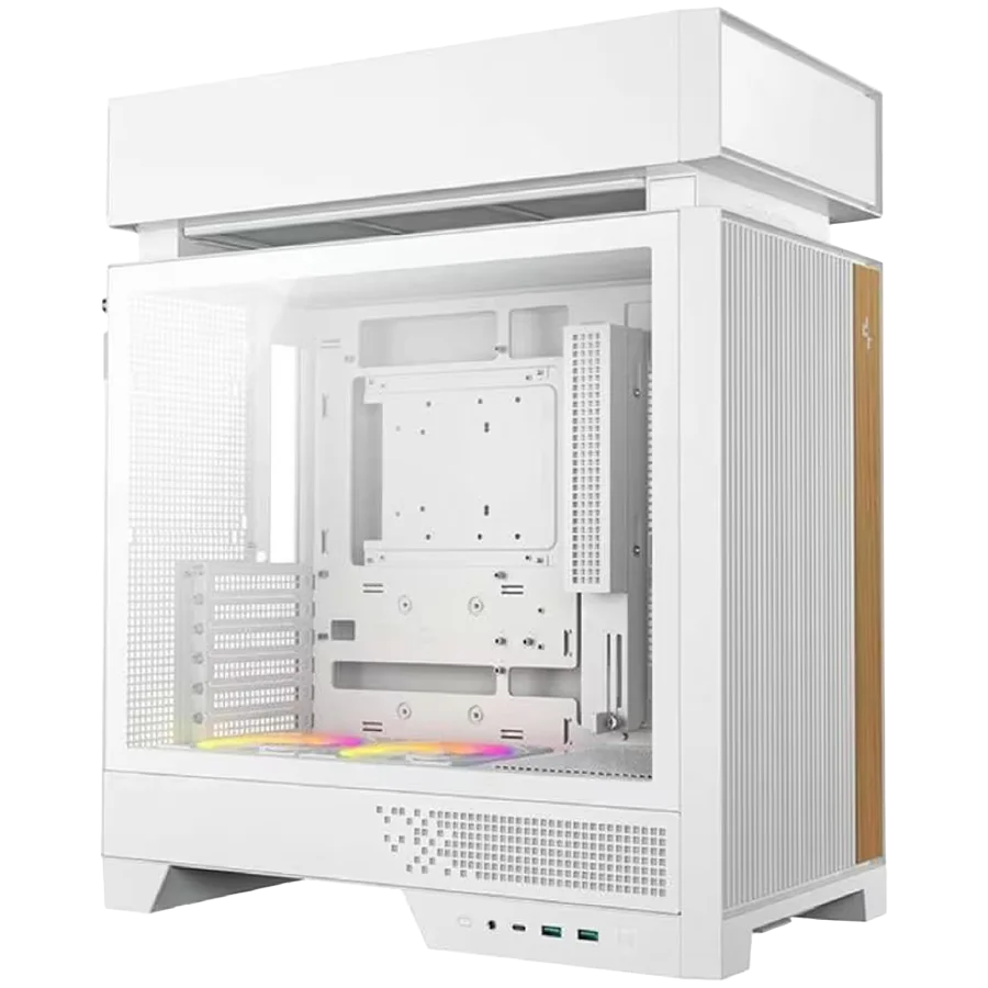 DeepCool CL660 WH, Mid Tower, Mini-ITX/Micro-ATX/ATX(Rear Connector), 2xUSB3.0, 1xUSB Type-C, 1xAudio, 2x120mm Pre-Installed ARGB Reverse Fans, Tempered Glass, Mesh Panel, White, R-CL660-WHNNA0-G-1