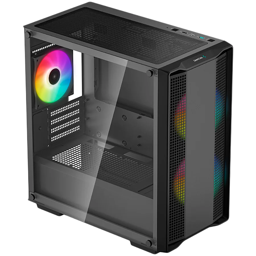 DeepCool CC360 ARGB, Mid Tower, Mini-ITX/Micro-ATX, 1xUSB3.0, 1xUSB2.0, 1xAudio, 3x120mm Pre-Installed ARGB Fans, Tempered Glass, Mesh Panel, Black, R-CC360-BKAPM3-G-1