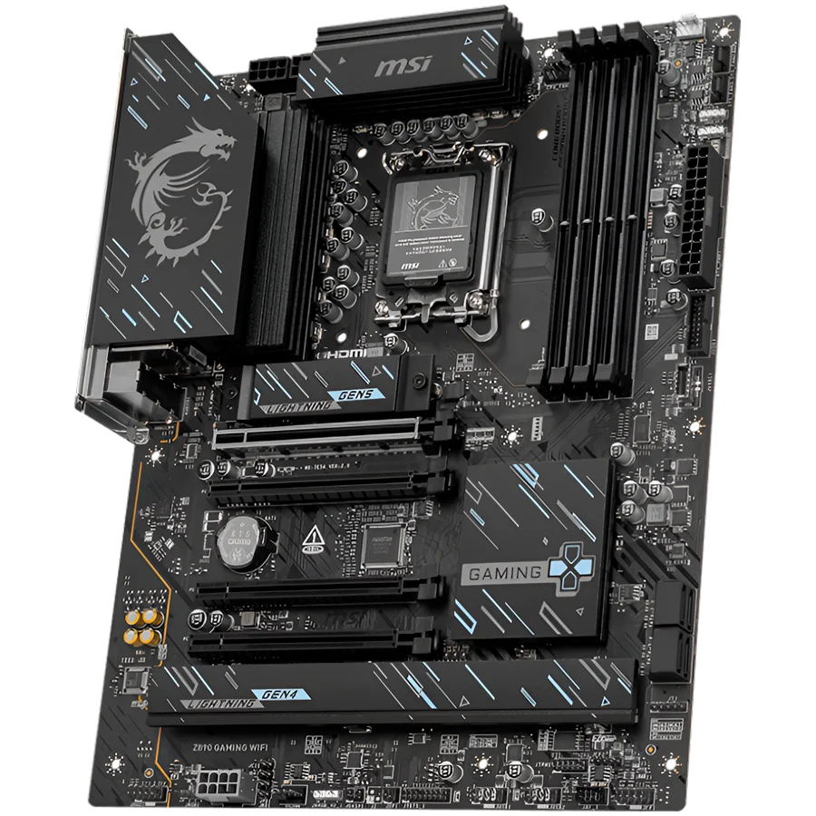 MSI Z890 GAMING WIFI, LGA 1851, Dual Channel DDR5 up to 8800(OC)MHz, 4x PCIe x16 slots, 3x M.2 slots, 6x USB 5Gbps A, 1x USB 20Gbps Type-C, 1x HDMI, 1x Type-C DP, 1x DP, 2.5Gbps LAN, Wi-Fi 7, 7.1 Audio, 3Y Warranty