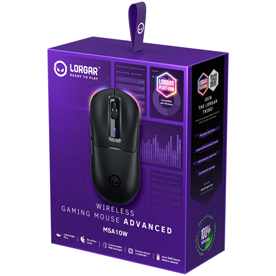 LORGAR MSA10W, Wireless Gaming Mouse Advanced, black