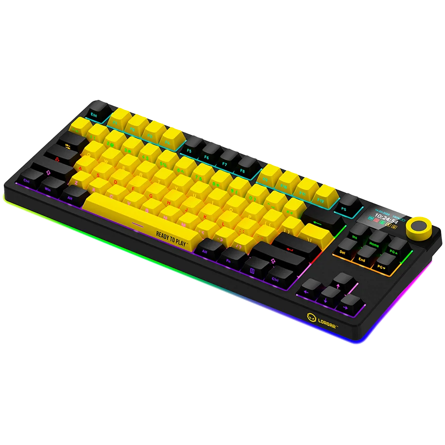 LORGAR KBP70TKLW, Wireless TKL Mechanical Gaming Keyboard Pro, Black/yellow, EN layout LORGAR KBP70TKLW, Wireless TKL Mechanical Gaming Keyboard Pro, Black/yellow, EN layout