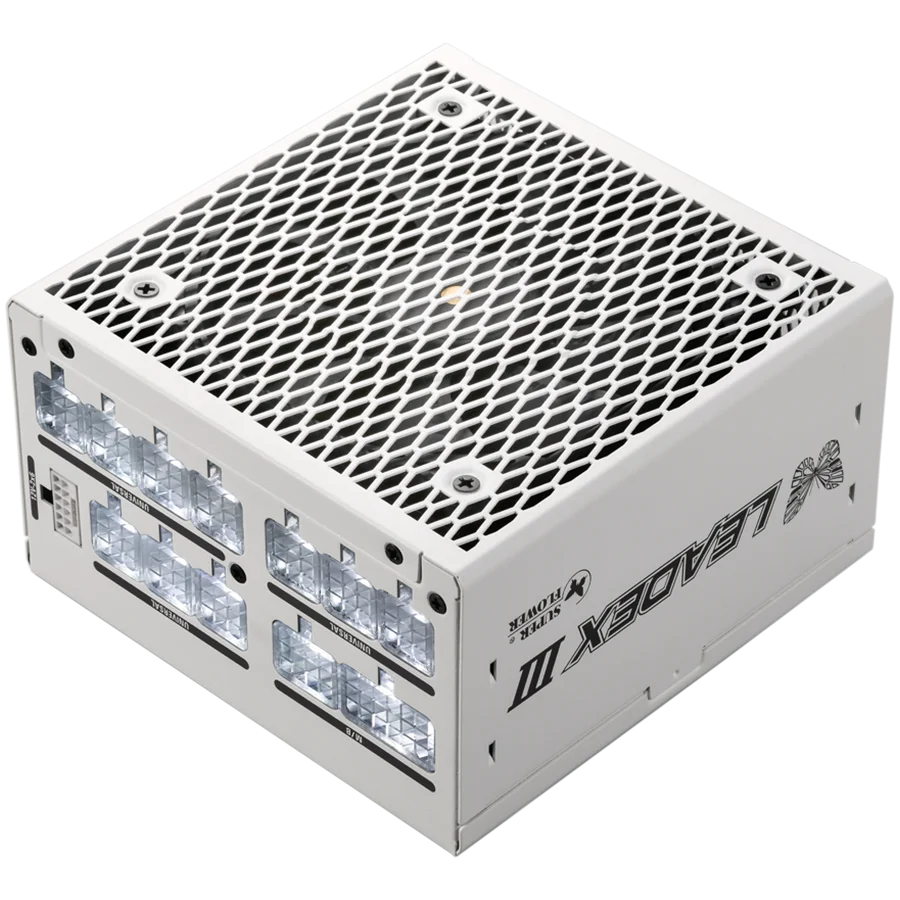 Super Flower Leadex III Gold 850W ATX 3.1 80 Plus Gold, Fully Modular, Flat White Cables, 140mm Fan, White, 7 Year Warranty