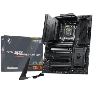 MSI MAG X870E TOMAHAWK MAX WIFI, ATX, Socket AM5, 4x DDR5 Dual Channel DDR5 up to 8400(OC)MHz, 3x PCIe 3.0 x16 slot, 4x M.2 slot, 4x USB 2.0, 3x USB 5Gbps, 2x USB 10Gbps, 1x 10Gbps Type-C, 2x 40Gbps Type-C, HDMI, 7.1 HD Audio, 5G LAN, WiFI 7, BT, 3Y