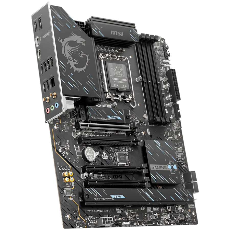 MSI Z890 GAMING WIFI, LGA 1851, Dual Channel DDR5 up to 8800(OC)MHz, 4x PCIe x16 slots, 3x M.2 slots, 6x USB 5Gbps A, 1x USB 20Gbps Type-C, 1x HDMI, 1x Type-C DP, 1x DP, 2.5Gbps LAN, Wi-Fi 7, 7.1 Audio, 3Y Warranty