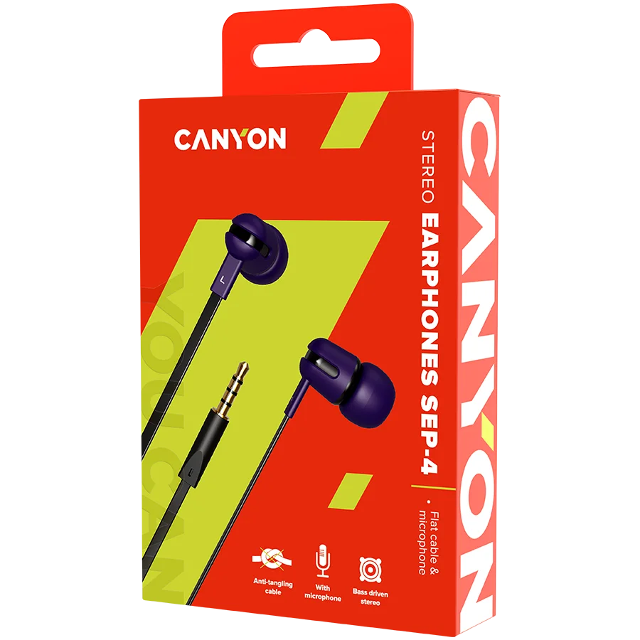 CANYON headphones SEP-4 Mic Flat 1.2m Violet