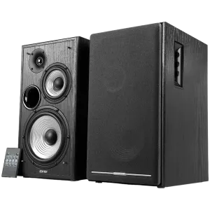 Edifier R2750DB 2.0 Bookshelf Speakers, BT V5.1, Optical, Coaxial, RCA, 0.75-inch Tweeters, 4-inch Drivers, 6.5-inch Woofers, Sub-Out, 136W (RMS), Control Knobs and Remote Control, Black