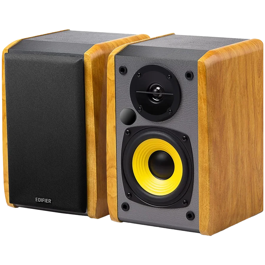 Edifier R1010BT Bookshelf Speakers, Bluetooth V5.1, Dual RCA Inputs, 4-inch  Mid-Bass Drivers 0.5-inch Tweeters, 24 W RMS, Brown
