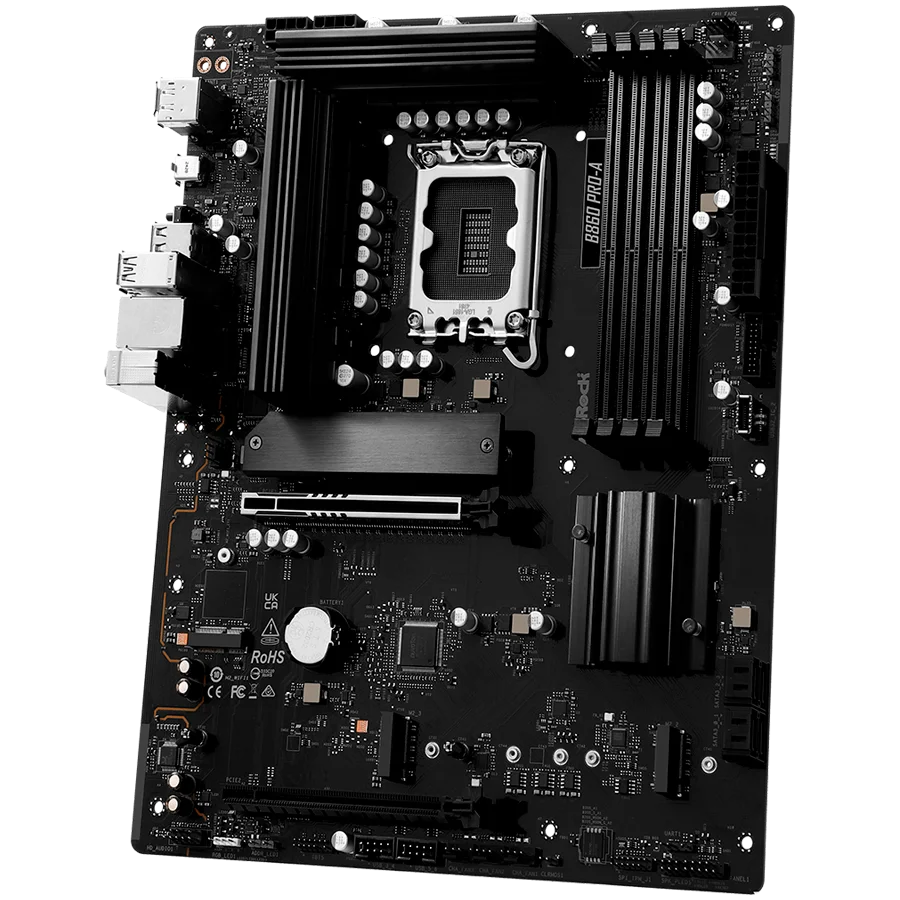 ASROCK MB Desktop B860 PRO-A, S.1851, 4x DDR5, 1x PCIe 5.0 x16, 1x PCIe 4.0 x4, 1x Blazing M.2, 2x Hyper M.2, 4x SATA3, 2x USB-C, 8x USB 3.2, 6x USB 2.0, 1x HDMI, 1x DP, 1x RJ-45 2.5 GB Lan, ATX, 90-MXBRN0-A0UAYZ