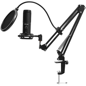 LORGAR Voicer 931, Gaming Microphone, Black, USB condenser microphone with boom arm stand, pop filter, tripod stand. including 1* microphone, 1*Boom Arm Stand with C-clamp, 1*shock mount, 1*pop filter, 1*windscreen cap, 1*2.5m type-C USB cable, 1* Extra t