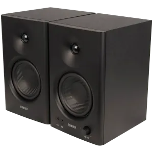 Edifier MR4 Active Studio Monitors, RCA, AUX, TRS, 1-inch Tweeters, 4-inch Woofers, 42W (RMS), Control Knob, Black