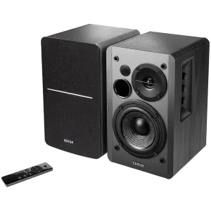 Edifier R1280DBs 2.0 Bookshelf Speakers, BT V5.1, Optical, Coaxial, RCA, 0.5-inch Tweeters, 4-inch Drivers, Sub-Out, 42W (RMS), Control Knobs and Remote Control, Black