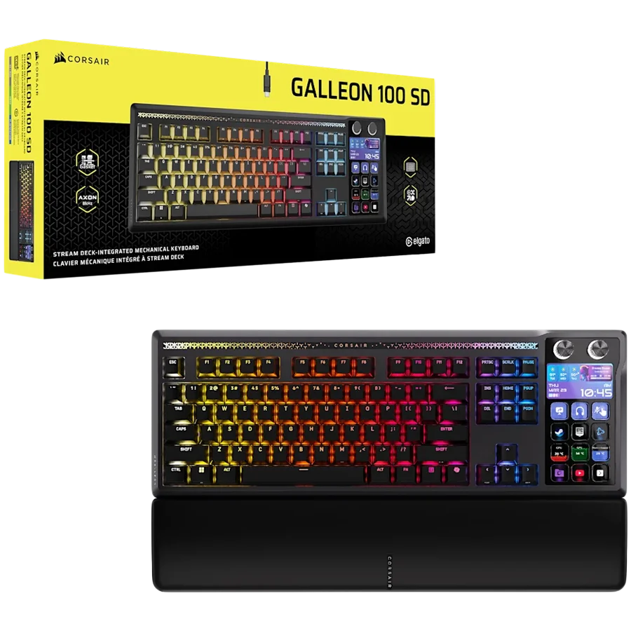 CORSAIR GALLEON 100 SD RGB Mechanical Gaming Keyboard, Backlit RGB LED, CORSAIR MLX Pulse, Black, Black PBT Keycaps CORSAIR GALLEON 100 SD RGB Mechanical Gaming Keyboard, Backlit RGB LED, CORSAIR MLX Pulse, Black, Black PBT Keycaps