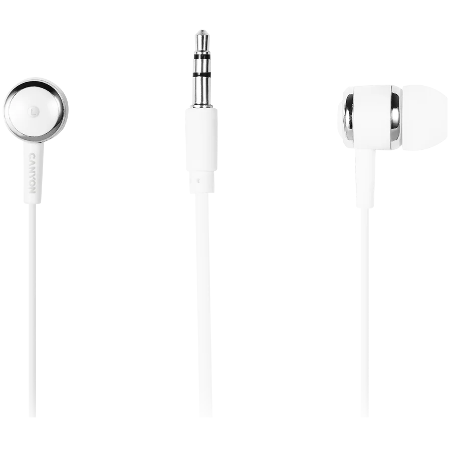 CANYON Stereo earphones with microphone, White