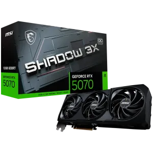MSI Video Card Nvidia GeForce RTX 5070 12G SHADOW 3X OC, 12GB GDDR7, 192bit, Effective Memory Clock: 28000MHz, Boost: 2542 MHz, 6144 CUDA Cores, PCIe 5.0, 3x DP 2.1b, HDMI 2.1b, RAY TRACING, Triple Fan, 1x16pin, 650W Recommended PSU, 3Y