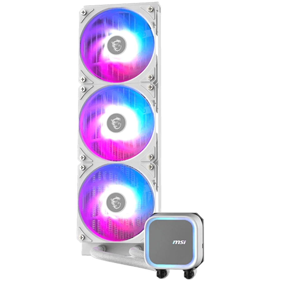 MSI MAG CORELIQUID A13 360 WHITE, 3x120mm Pre-installed ARGB Daisy Chain Fans, Replacable Top Cover, Copper Base Intel LGA 1700/1851, AMD AM5/AM4, 3Y Warranty