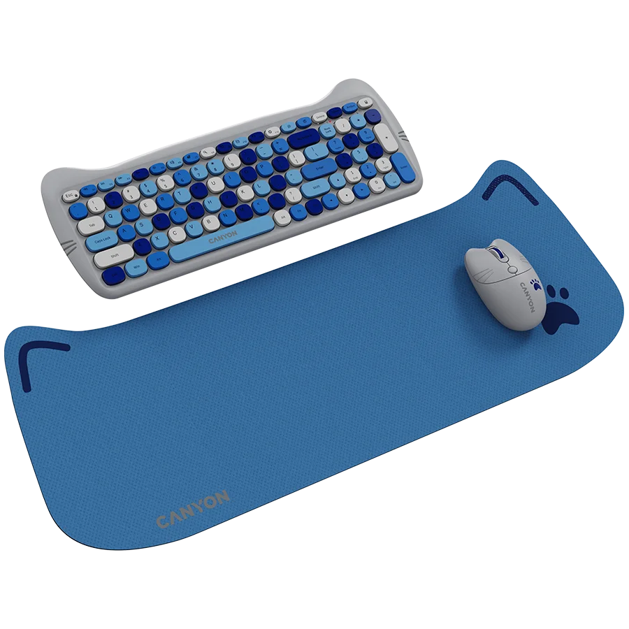 CANYON HSET-W6 EN Keyboard+Mouse Kitty Edition AAA+АА Wireless Blue
