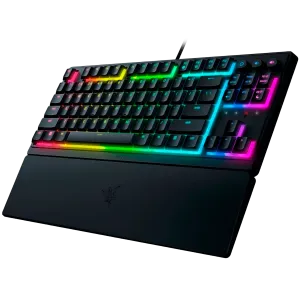 Razer Ornata V3 Tenkeyless, Low Profile Gaming Keyboard, US Layout, 8 Razer Chroma™ RGB Lighting Zones, Dedicated Media Keys, UV-coated ABS Keycaps, 1000 Hz Ultrapolling, Durable spill-resistant design, Braided fiber cable