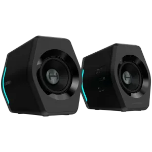 Edifier G2000 2.0 Audio System, BT V5.1, USB, AUX, 2.75-inch Drivers, RGB Lighting, 16W (RMS), Black