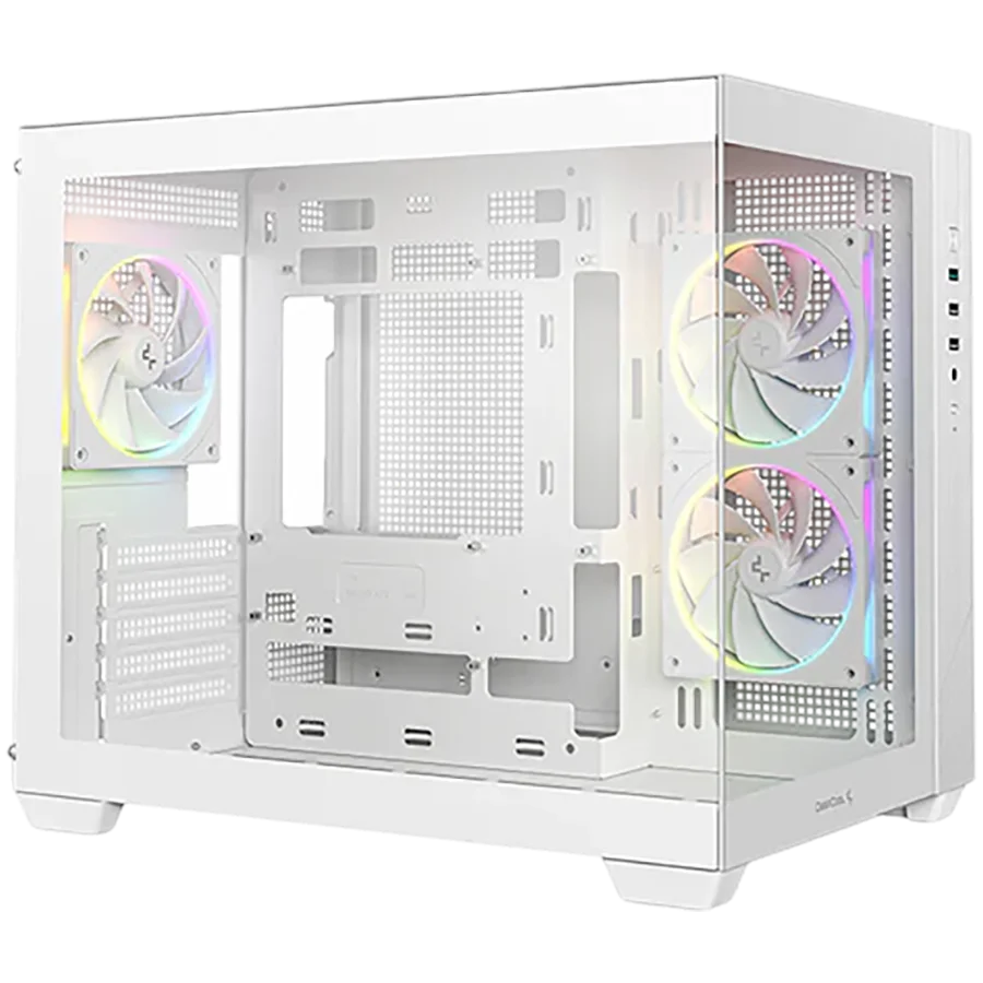 DeepCool CG330-3F WH, Mid Tower, Mini-ITX/Micro-ATX(Rear Connector), 1xUSB3.0, 2xUSB2.0, 1xAudio, 3x120mm Pre-Installed ARGB Fans, Tempered Glass, Mesh Panel, White, R-CG330-WHNGM3-G
