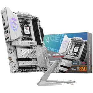 MSI MPG B850 EDGE TI WIFI, ATX, Socket AM5, 4x DDR5 Dual Channel DDR5 up to 8400(OC)MHz, 3x PCIe 3.0 x16 slot, 4x M.2 slot, 4x USB 2.0, 1x USB 5Gbps, 2x USB 10Gbps, 3x USB 10Gbps Type-C, HDMI, 7.1 HD Audio, 5G LAN, WiFI 7, BT, 3Y