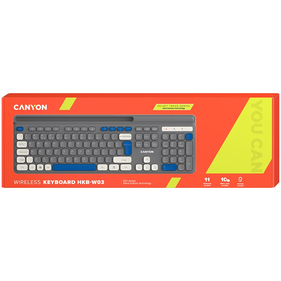 CANYON keyboard HKB-W03 EN AAA Wireless Grey