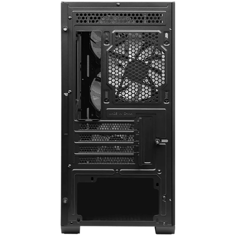 MSI MAG FORGE M100A, M-ATX Tower, M-ATX/ M-ITX, 1x USB 3.2 Gen 1 Type-A, 2x USB 2.0 Type-A, 1x Audio, 1x Mic, Power Button, 4x 120mm ARGB Fans, Mesh Panel, Acrylic panel.