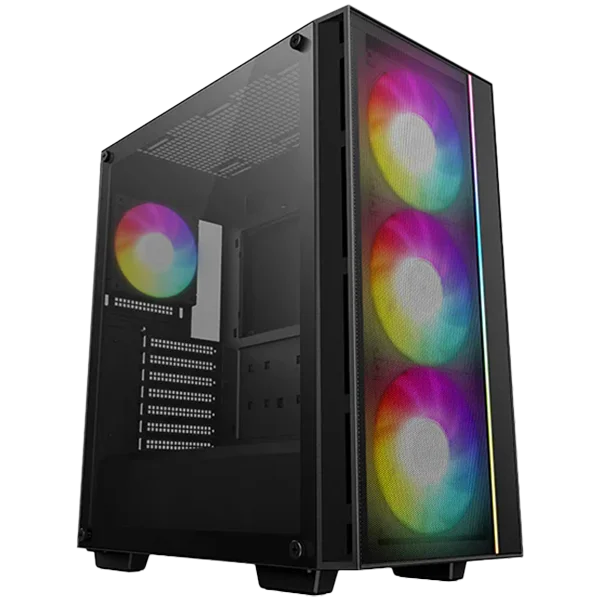 DeepCool MATREXX55 MESH V4 C, Mid Tower, Mini-ITX/Micro-ATX/ATX, 1xUSB3.0, 1x Type-C, 1xAudio, LED Button, 3x140mm ARGB Fans, 1x120mm ARGB Fan, ARGB LED Strip, Tempered Glass, Mesh Panel, Black, R-MATREXX55-BCAGA4-G-4