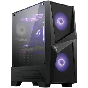 MSI MAG FORGE 100M, Mid-Tower, ATX/Micro-ATX/Mini-ITX, 2x USB 3.2 Gen 1 Type-A, 1x Audio/1x Mic, RGB Hub, RGB Button, 3x 120mm Fans (2x RGB), Mesh Front Panel, Tempered Glass