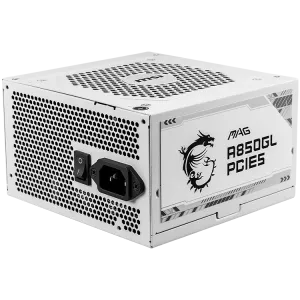 MSI MAG A850GL PCIE5, 850W, 80 Plus Gold, 120mm Fluid Dynamic Bearing Fan, Protections: OCP/OVP/OPP/OTP/SCP, Dimensions: 150mmx140mmx86mm, 7Y Warranty