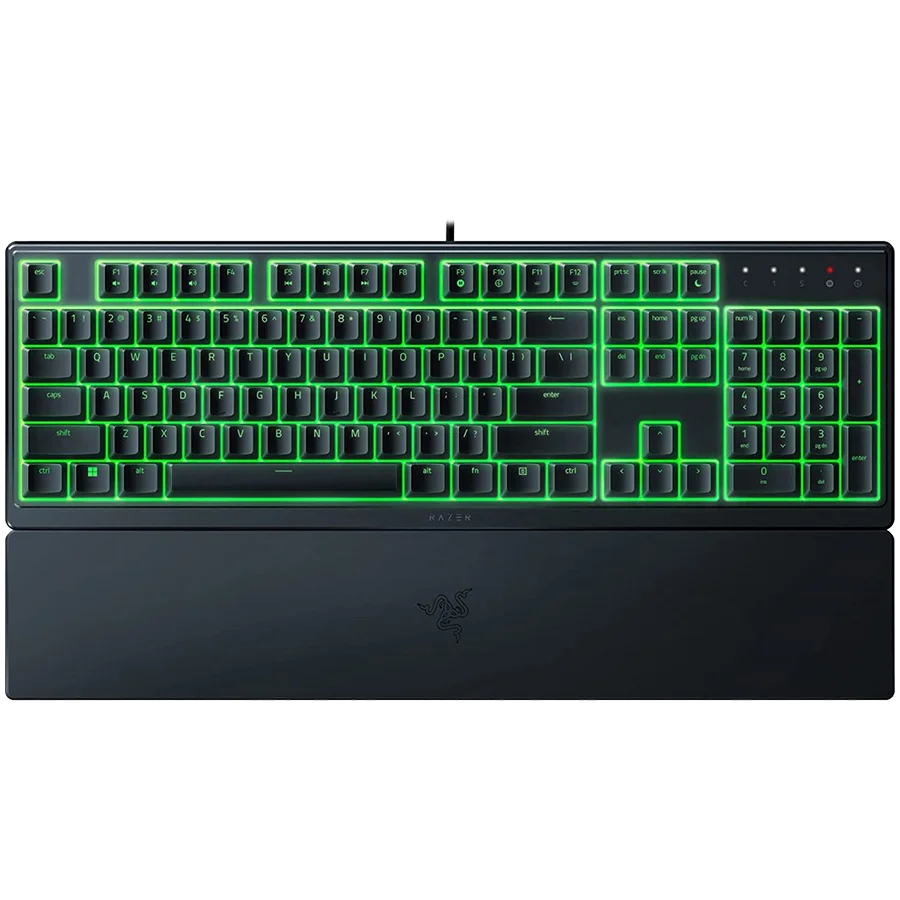 Razer Ornata V3 X US, Silent Membrane Switches, RGB Lighting, 1000 Hz Ultrapolling, UV coated ABS Keycaps, Soft-touch wrist rest